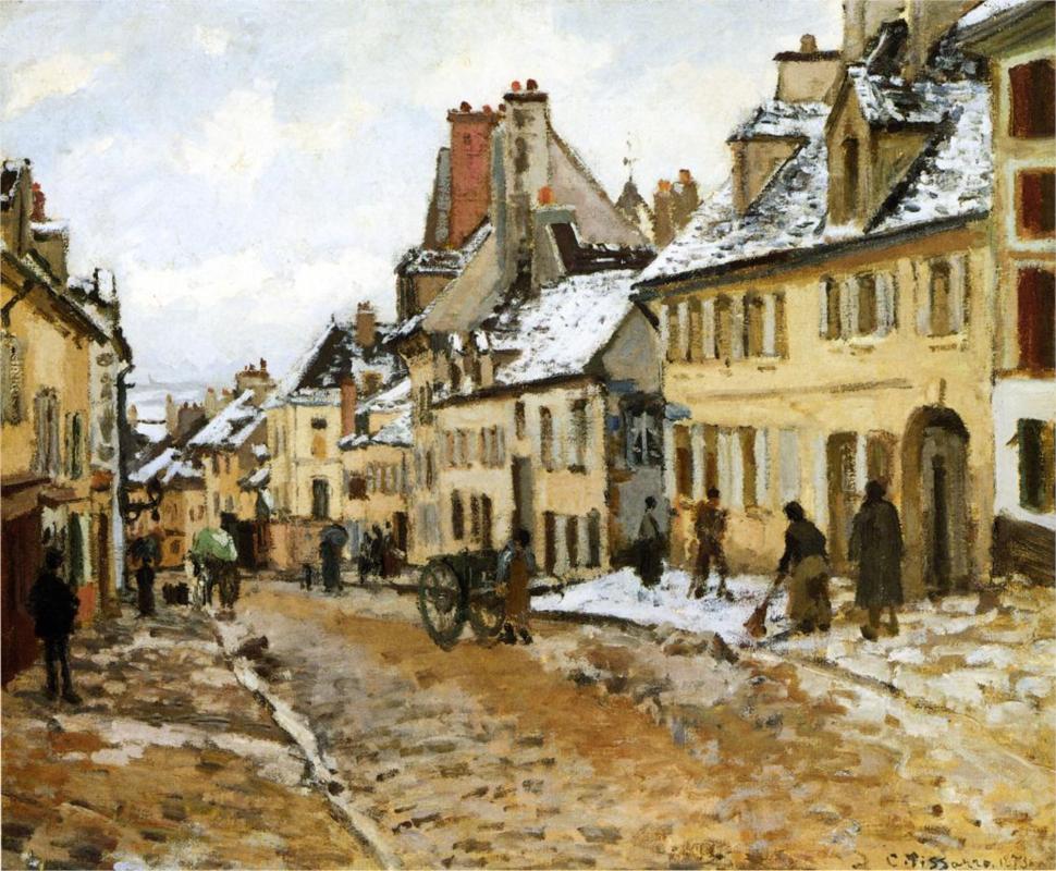 Pontoise, the Road to Gisors in Winter - Camille Pissarro Paintings
